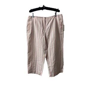 Lizgolf Audra Striped Pink Golf Pants Cropped Front Zip Pockets  Cotton Stretch